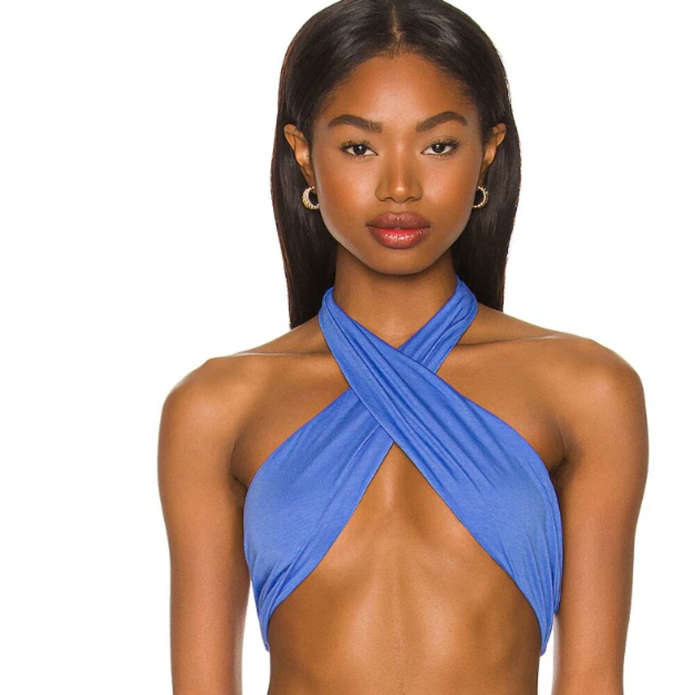 Indah Iris Cross-Front Crop Top